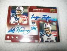 2016 UPPER DECK USA FOOTBALL LOGAN TAYLOR & JOHN KIRVEN DUAL AUTO SIGNED #DA-TK