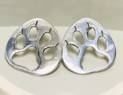 7,7 g 925 STERLING SILBER BÄRENTATZE FEINER SCHMUCK OHRRINGE GEMARKT HANDWERKLICH GEFERTIGT