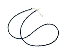 925 Silver Black Spinel Bead Strand Necklace Jewelry Women Handmade USA SELLER