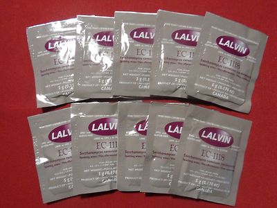 WINE YEAST 10 PK EC-1118 LALVIN ALL PURPOSE CHAMPAGNE SODA CIDER FRUIT + WHITES
