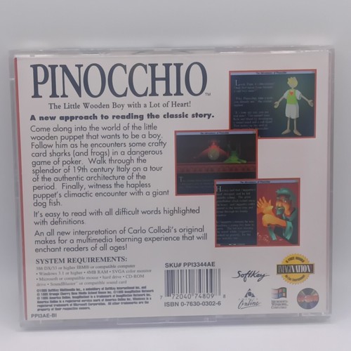 Pinocchio The Little Boy With A Lot Of Heart (PC, 1995) CIB Good Windows Compute - Picture 2 of 8