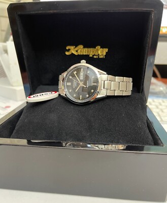 Herrenuhr Automatik ESB für Kampfer Tag-Datum massiv Edelstahl