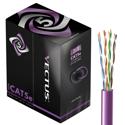 Vectus CAT5e massives blankes Kupferkabel 305M Kabel UTP LSZH, 24AWG (lila)