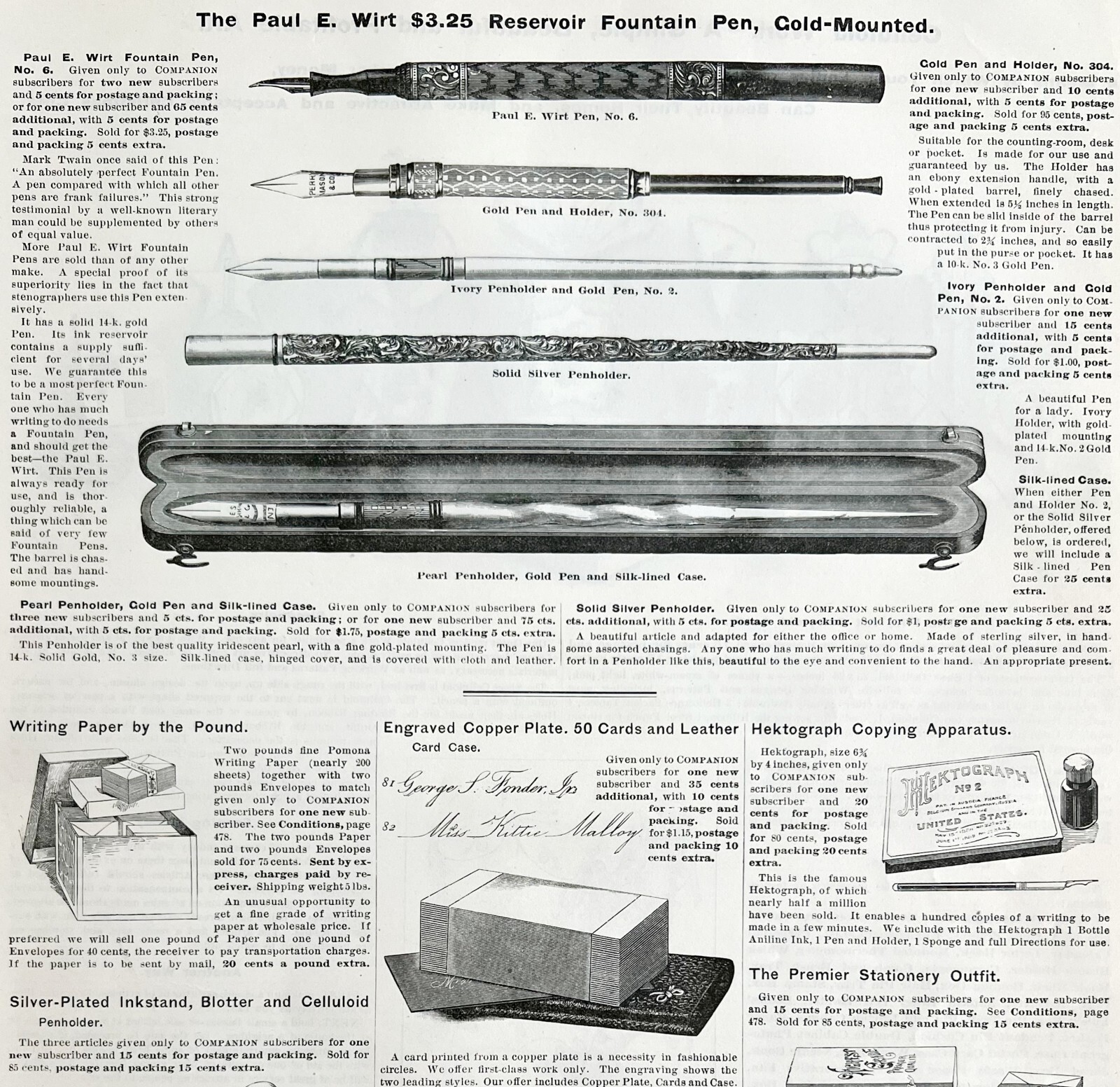 Pens And Writing Instruments 1894 Victorian Advertisement Fountain DWII12-image
