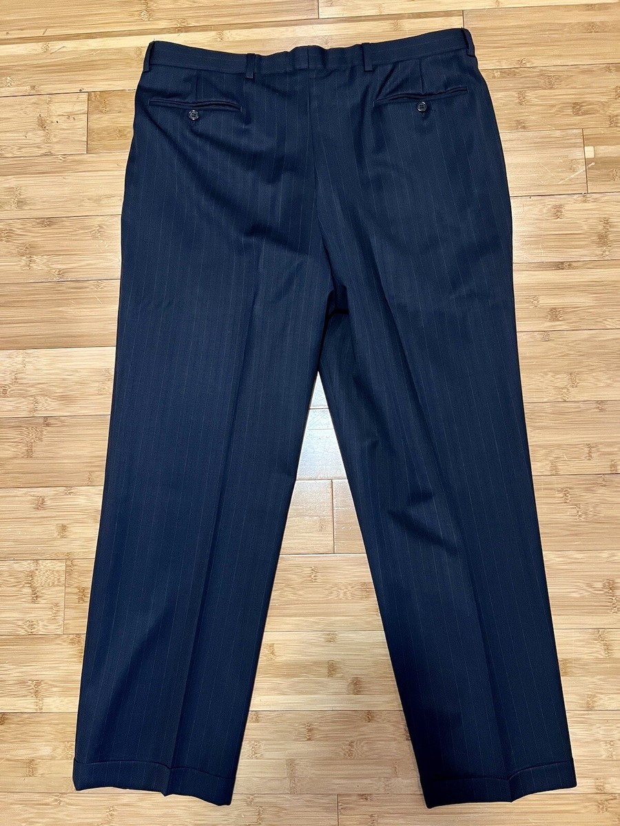Valentino Garavani Super 110's Men's Navy Blue Pinstripe Wool Suit
