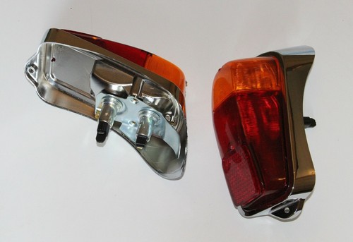 2x CLASSIC FIAT 600 E REAR LIGHTS TAIL LIGHTS ASSEMBLY KIT CHROMED BRAND NEW - Picture 2 of 4