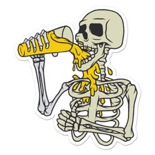 Skeleton Drinking Beer Sticker Decal