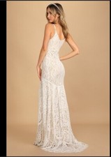 Lulu s Lace Maxi Dress Mermaid Trumpet Gown Size S Xs Flynn White Ivory Nude