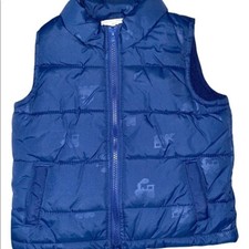 Gymboree Blue Train Puffer Vest Water Resistant Toddler Boy 12-24 Months NWT
