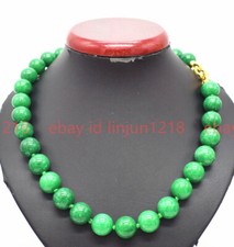 Beautiful Natural 8mm 10mm 12mm Green Jade Gemstone Round Beads Necklace 18-36"