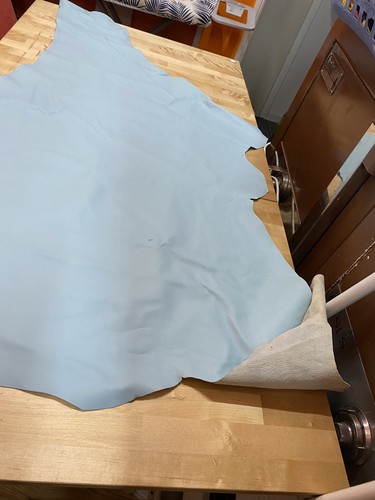 job lot 3 blue leather fabric pieces  - Picture 1 of 9