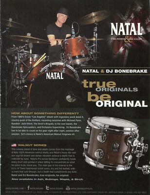2014 Print Ad of Natal American Walnut Original Drum Kit w DJ Bonebrake