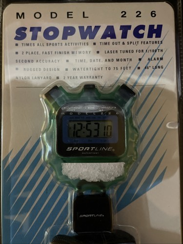 Sportline Model 226 Stopwatch Lap Time Watertight Lanyard Brand New Sealed - Picture 3 of 3