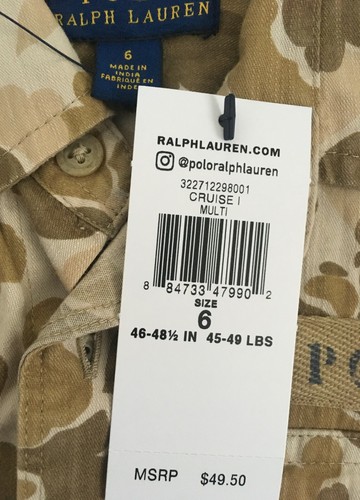 Polo Ralph Lauren Boys Camo Military Look Twill Cotton Shirt Size 6 NWT - Picture 9 of 9