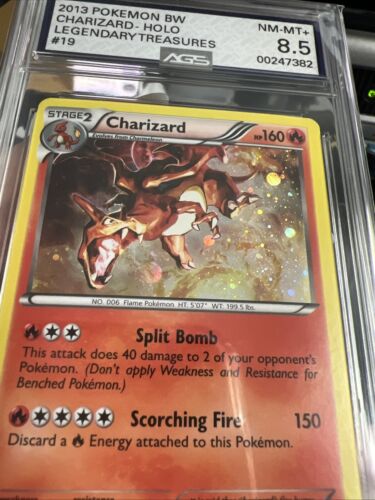 2013 Pokemon BW Legendary Treasures Charizard COSMOS HOLO #19 Graded AGS 8.5 - Picture 3 of 4