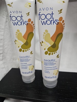 Avon Foot Works Beautiful Ginger and White Tea Clay Mask 3.4 fl oz. And Cream
