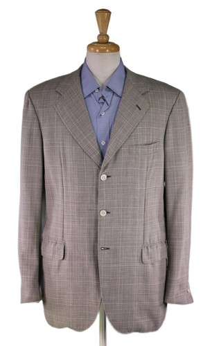 Brioni Nomentano Gray Knit Windowpane Wool 3-Btn Sportcoat Blazer 41R 42R