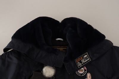DOLCE & GABBANA Kids Dark Blue DG Patch Nylon Down Long
