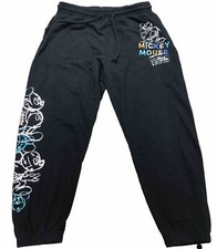 Disney Mickey Mouse Sweatpants Jogger Pants Junior  s XL 15-17 Black Embroidered