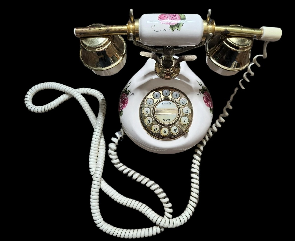 French Style Retro Desktop Rotary Cradle Push Button Telephone 