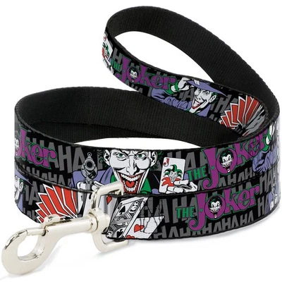 INJUSTICE LEAGUE Dog Leash The Joker Pose/Cards/HAHAHAHA Black/Gray NARROW 0.5" (US IMPORT)
