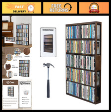 Large Wall-Mountable Wooden Cassette Tape Storage Rack - Holds 115 Tapes, Rustic
