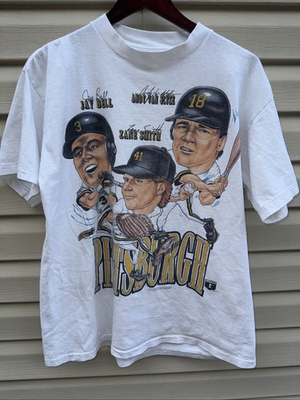 #ad Vintage Pittsburgh Pirates T Shirt Men#x27;s LAndy Van Slyke Made USA Stadium Stars $49.99