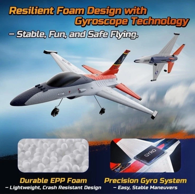 DEERC F-16 RC Airplane (X-62A Vista), 4-Ch Jet w/6-axis Gyro Stabilizer EPP RTF - Image 3 of 4