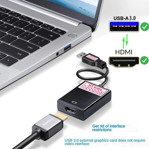 3.0 USB to HDMI Adapter HD Konverter 1080p komp. für PC HDTV TV Laptop Schwarz - Bild 6 von 12