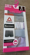 NIB Reebok Girls Seamless 5 Pairs Multi Color Boyshort Panties Size S (6-7)