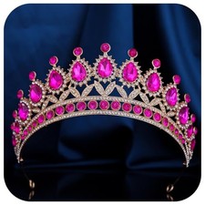 Crystal Tiaras and Crowns for Women - Wedding and Birthday Party Gold Rose Red