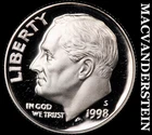 1998-S Roosevelt Dime- Silver- Choice Gem Proof Luster No Reserve #J6704