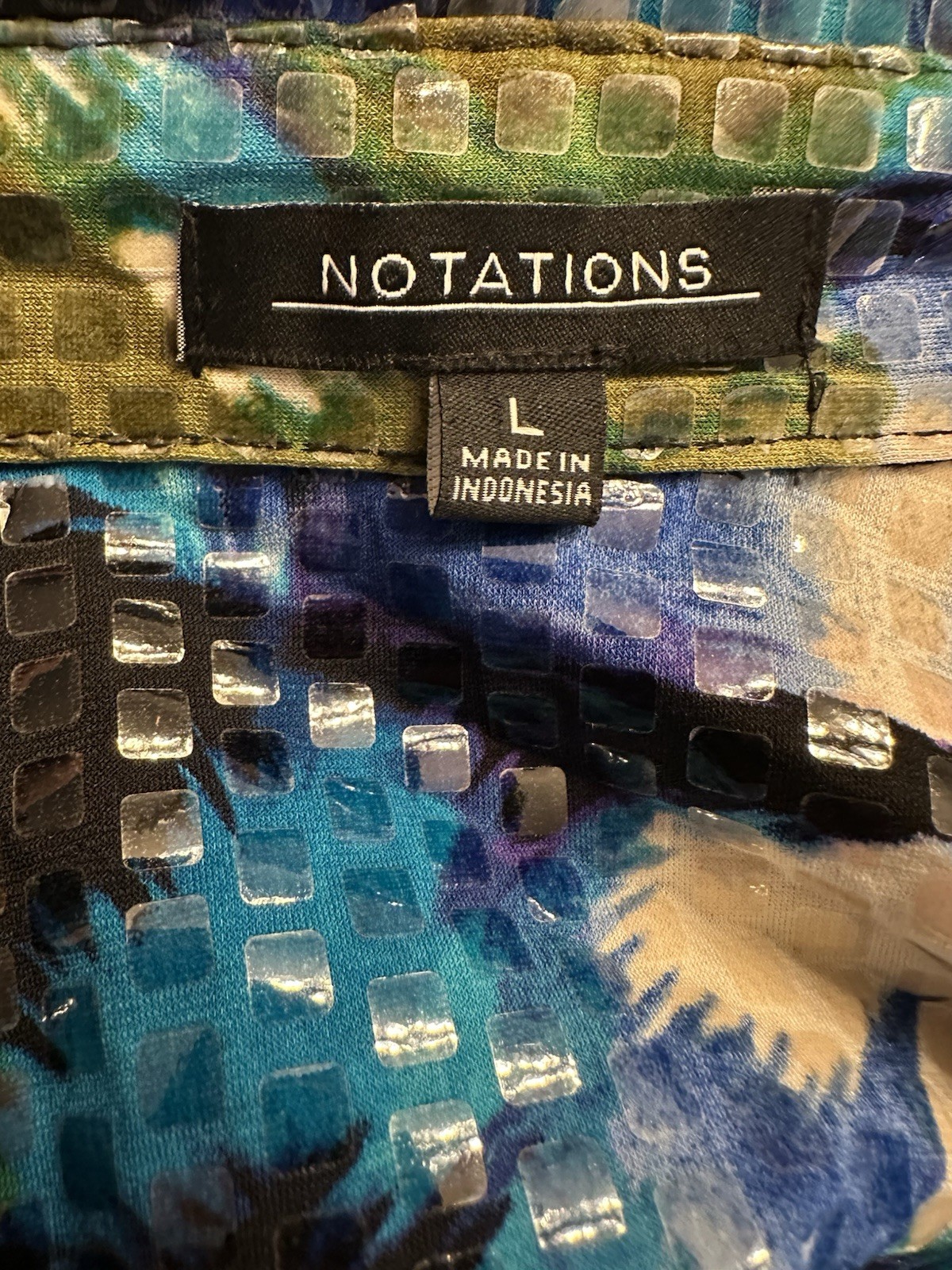 Notations Jacket Shiny ButtonUp Green Blue Purple… - image 3
