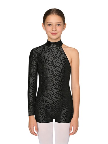 Mädchen Glitzer Pailletten Stehkragen Ballett Tanz Turnanzug Gymnastik Unitard Biketard - Bild 44 von 53