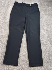 Quince Womens Size 12 Black High Rise Straight Leg Pants Gold Button