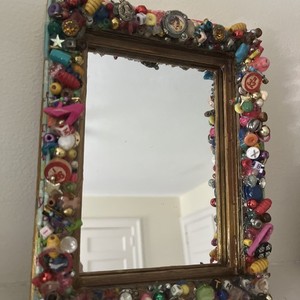 Decorative Mirror Made From Found Items, Recycled