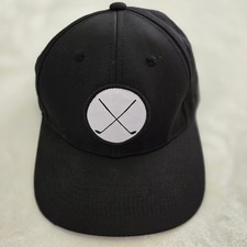 Golf Hat Black Baseball Cap Crossed Clubs Embroidered Patch Casual Sporty