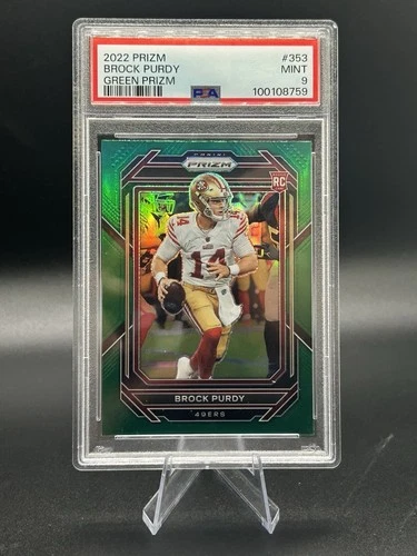 2022 Panini Prizm Rookies Brock Purdy #353 Green Prizm (RC) - 49ers PSA 9