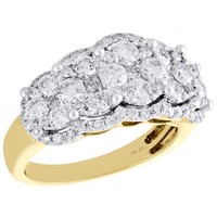 14K Gelbgold Diamant Ehering Blume Haufen Damen JubiläUm Ring 2 Karat