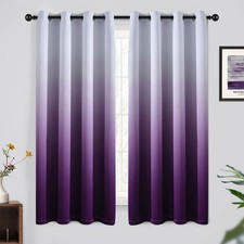 63 Inch Long Ombre Curtains,Thermal Insulated Light Blocking Greyish White to...