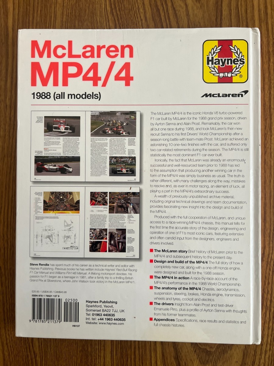 McLaren MP4/4 Owners' Workshop Manual : 1988 (all Models) - an