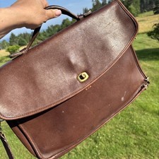 Vintage Coach Brown Leather Briefcase Messenger H7C-5265 Project Bag Made USA