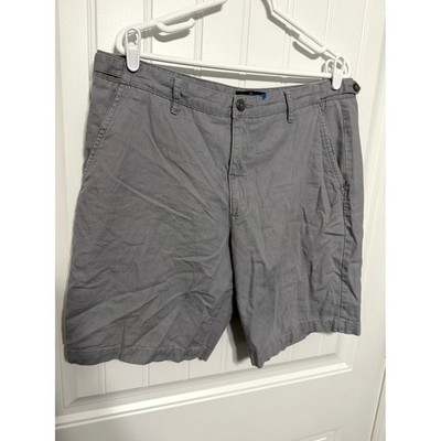 Marc Anthony Chino Shorts Mens 36 Grey Linen Cotton Blend Flat Front Side Tabs