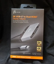J5Create JCA465 8K USB-C to Dual HDMI Display Adapter - For macOS or Windows