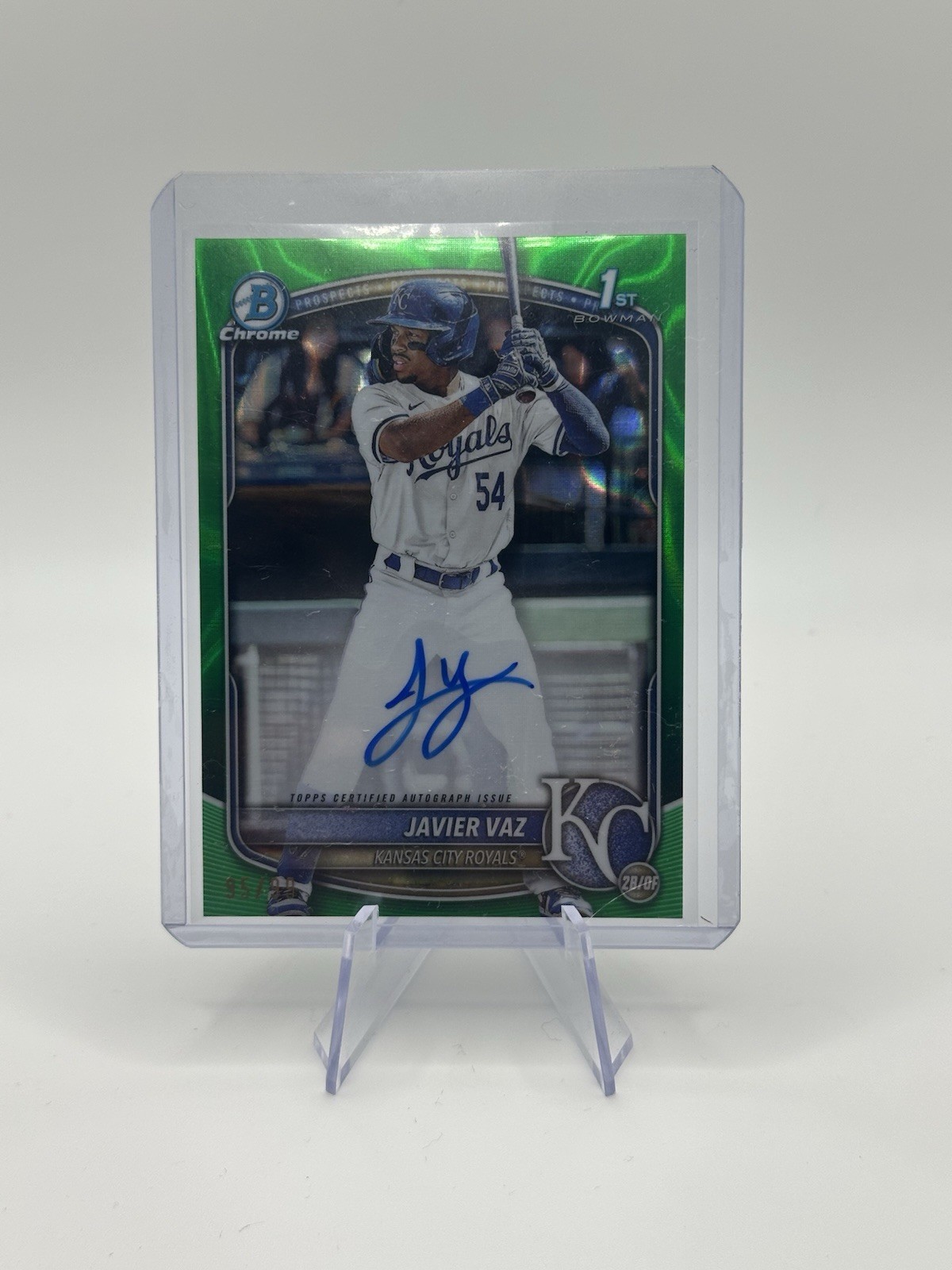 2025 Bowman Chrome 1st Auto Javier Vaz #CPA-JVA Green Lava Refractor /99 Royals