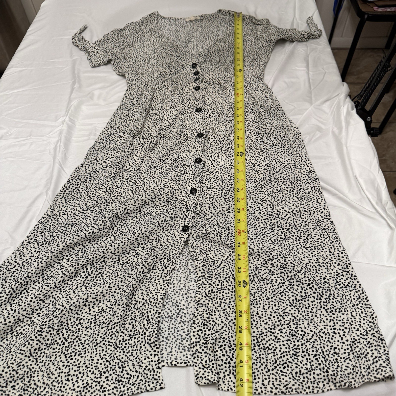 Melloday Womens Dalmatian Dot Button Front Midi Dress Black White Size Medium image 9