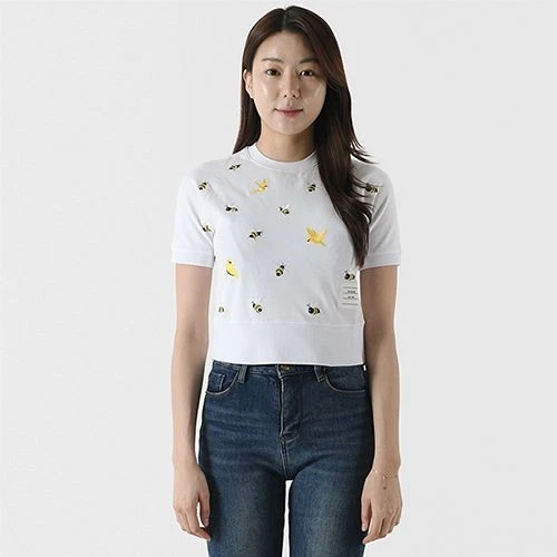 Thom Browne Bird & Bee Dolman Top a maniche corte (bianco) 66384227