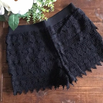 Express Black Crochet Lace Appliqué Shorts S NWT Dark Coquette Fairy Goth Witchy