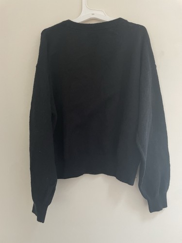 Gap Kids Girls Love Cotton Blend Rib-Knit Crewneck Long Sleeve Sweater Black L - Picture 4 of 4