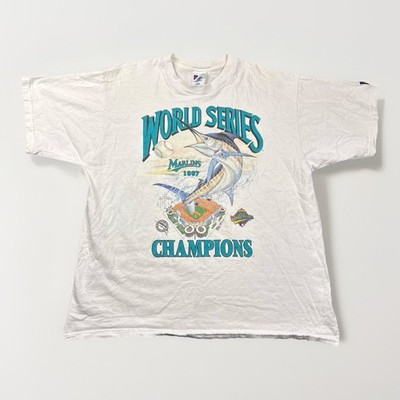 VINTAGE 1997 Florida Marlins Pro Player World Series Champions White Size XL S/S